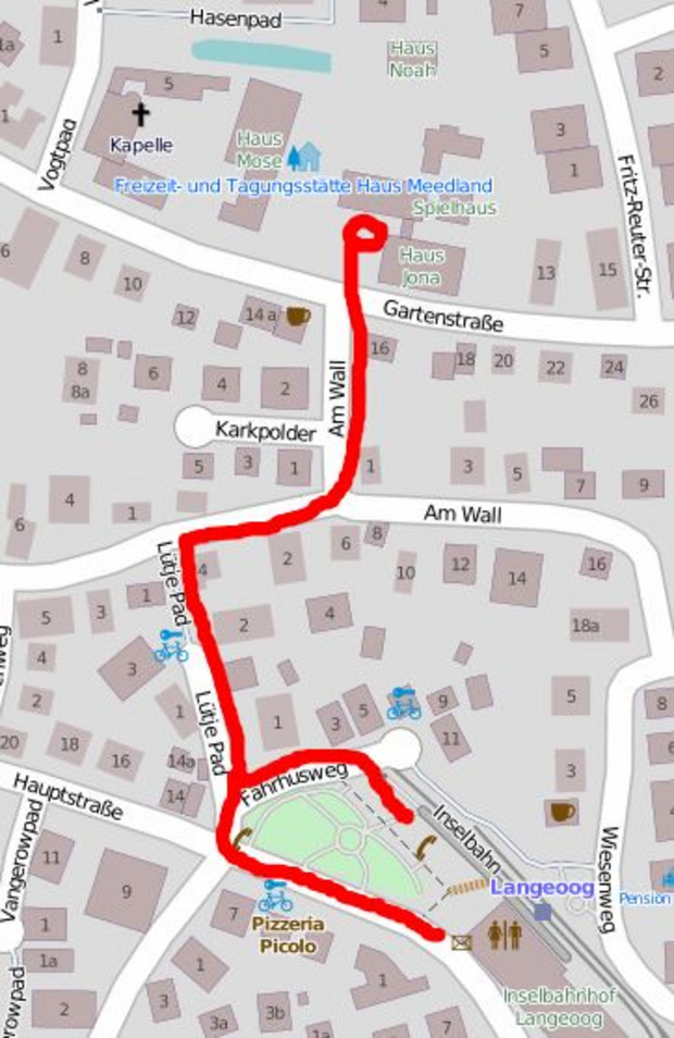Der Weg vom Bahnhof zu Haus Meedland